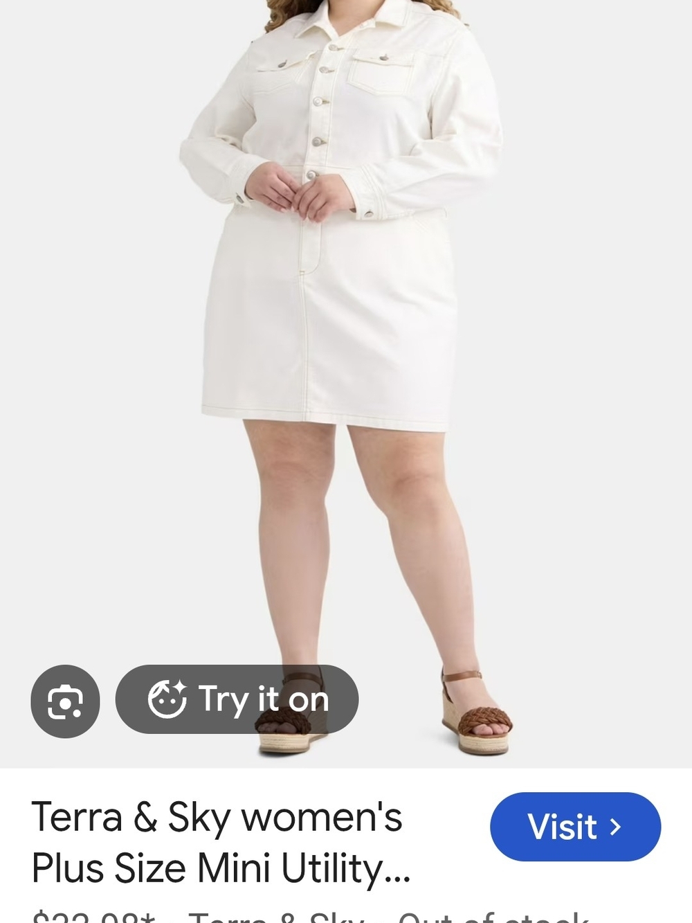 Terra & Sky Cream Mini Utility Dress Sz 2x NWOT